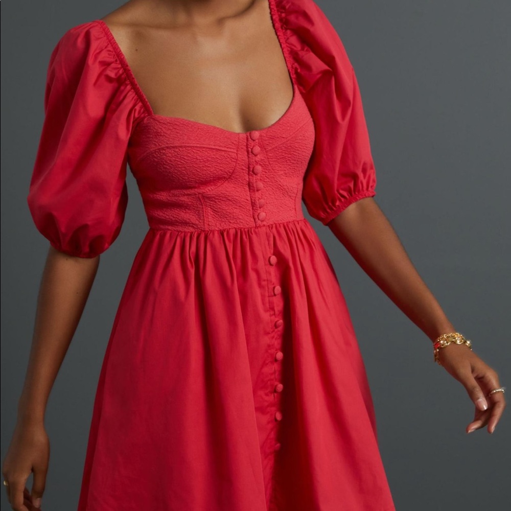 Maeve Sweetheart Puff Sleeve Dress